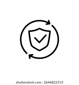 shield and recycle outline icon symbol of protection vector design good for web or mobile app