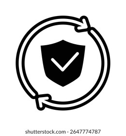 shield and recycle solid icon symbol of protection vector design good for web or mobile app