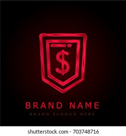 Shield red chromium metallic logo