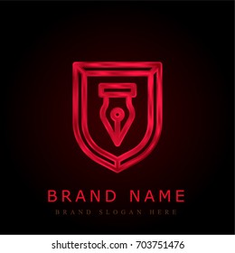 Shield red chromium metallic logo