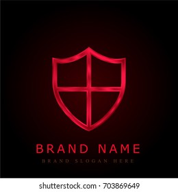 Shield red chromium metallic logo