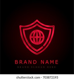 Shield red chromium metallic logo