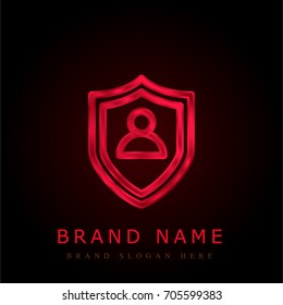 Shield red chromium metallic logo