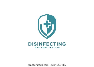 Shield red cross health care  medical logo design icon symbol safety guard illustration