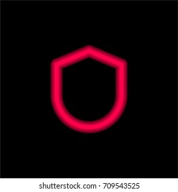 Shield red glowing neon ui ux icon. Glowing sign logo vector