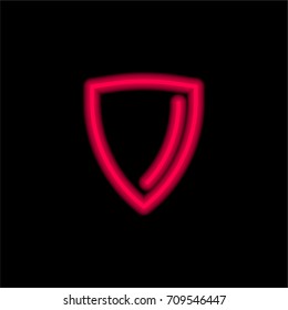 Shield red glowing neon ui ux icon. Glowing sign logo vector