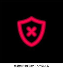 Shield red glowing neon ui ux icon. Glowing sign logo vector