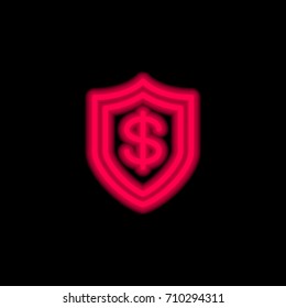 Shield red glowing neon ui ux icon. Glowing sign logo vector