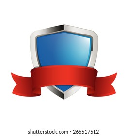 shield with red ribbon