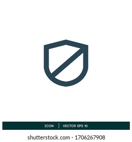 icono de escudo rechazado 
elemento de diseño de símbolo no protegido vectorial eps 10