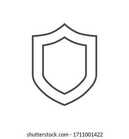 Shield related vector thin line icon. Isolated on white background. Editable stroke. Vector illustration.