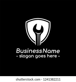 Shield repair logo design template. Vector and illustration.