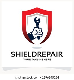 Shield Repair Logo Design Template Inspiration