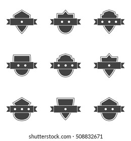 shield with ribbon collection set isolated
