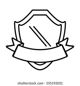 shield with ribbon emblem outline empty vector illustration eps 10