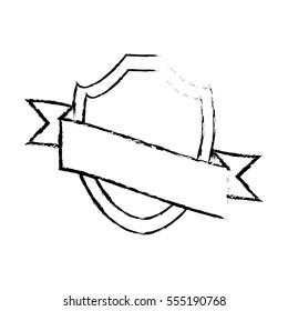 shield with ribbon emblem sketch vector illustration eps 10