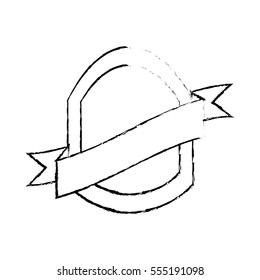 shield with ribbon emblem sketch vector illustration eps 10