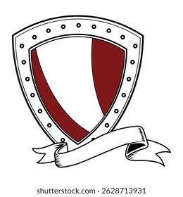 Conjunto de iconos de escudo y cinta aislados sobre fondo blanco.
