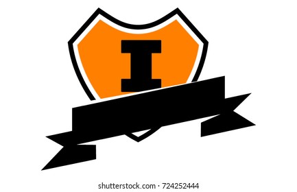 Shield Ribbon Letter I