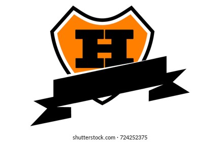 Shield Ribbon Letter H