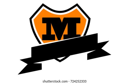 Shield Ribbon Letter M