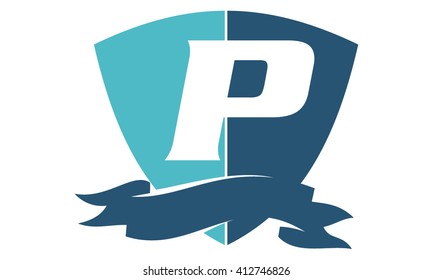 Shield Ribbon Letter P