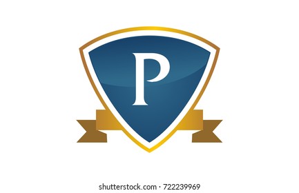 Shield Ribbon Letter P