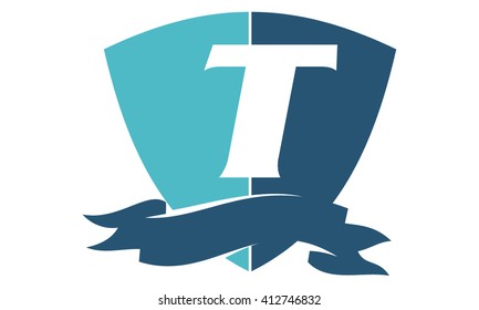 Shield Ribbon Letter T