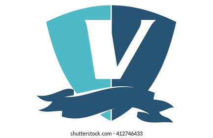 Shield Ribbon Letter V