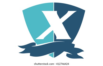 Shield Ribbon Letter X