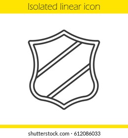Shield with ribbon linear icon. Thin line illustration. Contour symbol. Vector isolated outline drawing