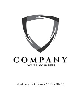 shield ribbon logo template ready for use, shielding icon in black and white color, security and protector symbol