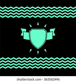 shield with ribbon on a black background. vector illustration