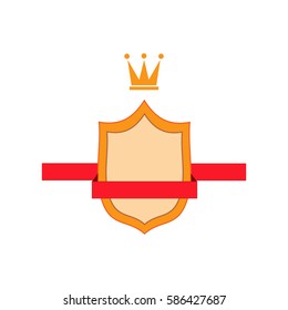 Shield and ribbon red sign.