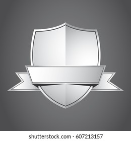 Shield with ribbon silver color