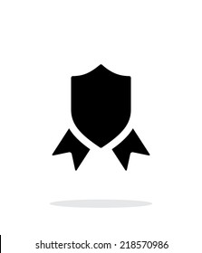 Shield with ribbon simple icon on white background. Vector illustration.