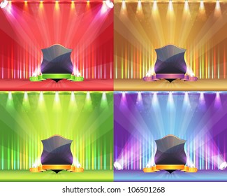 Shield Ribbon Spot Light Theme Vector Design Set