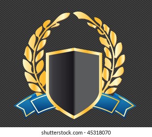 shield with ribbons and laurels