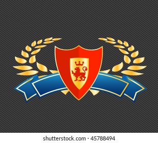 shield with ribbons and laurels