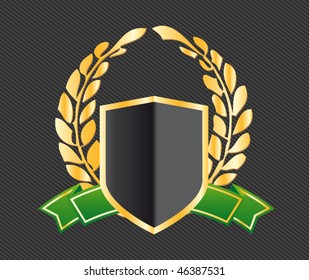 shield with ribbons and laurels