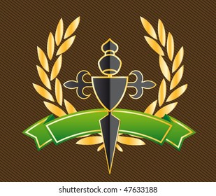 escudo com fitas e louros