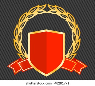 shield with ribbons and laurels