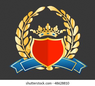 shield with ribbons and laurels