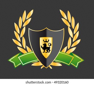 shield with ribbons and laurels