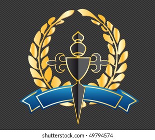 shield with ribbons and laurels