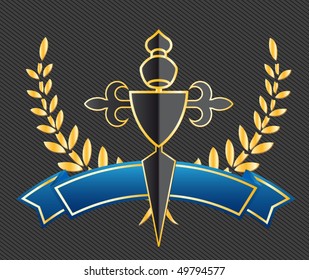 shield with ribbons and laurels