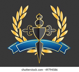 shield with ribbons and laurels