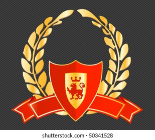 escudo con cintas y laureles