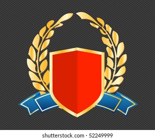 shield with ribbons and laurels