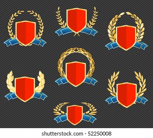 shield with ribbons and laurels